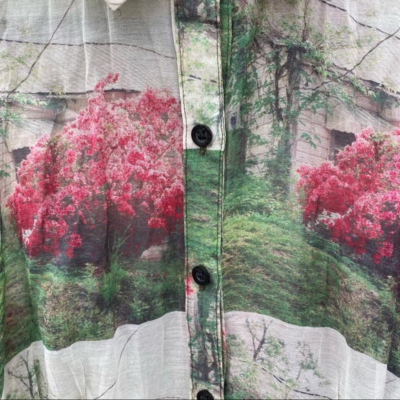 Anthropologie Sara Photography Graphic Floral Printed Silk Dress - Picture 5 of 11